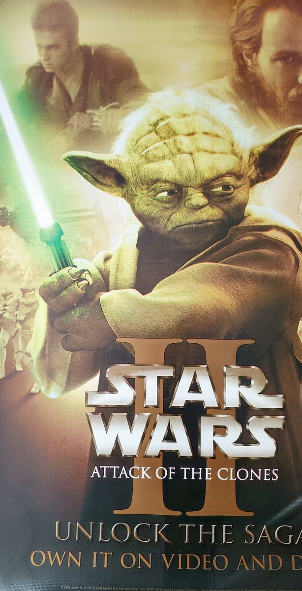 Rare Star Wars Movie Poster, Yoda Vinyl Laser Print Promo, Attack