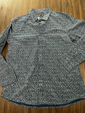 Michael Kors Mens Slim Fit All Over Logo Long Sleeve Shirt New $98 Size xl blue