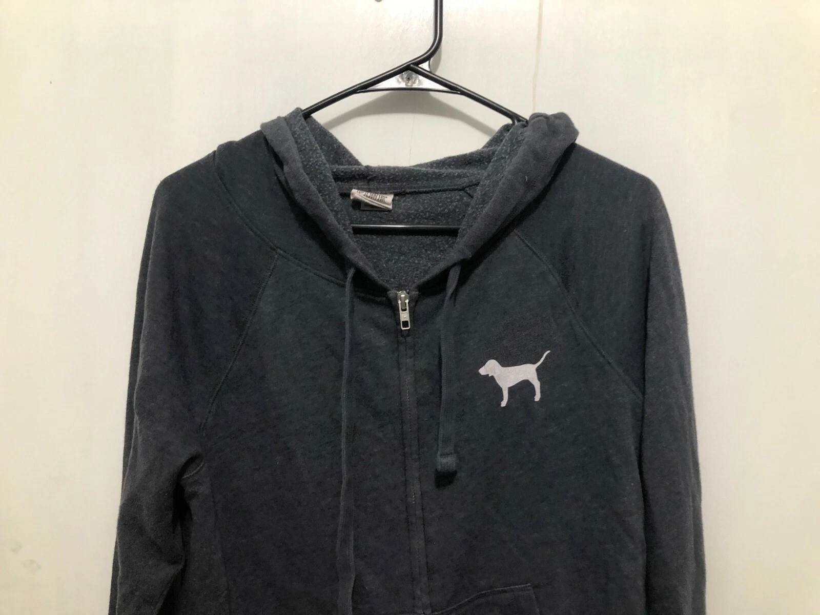 UNDERCOVER Felpa con cappuccio rosa Victoria's Secret full zip foderata in pile logo cane donna taglia small