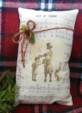 Primitive Vintage Snowman Sheet Music image Peg Hanger, Cupboard Tuck, Ornie