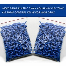 100 x Blue Plastic 2 Way Aquarium Fishs Tank Air Pump Control Valve for 4mm D6W2
