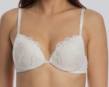 $275 I.D.Sarrieri Women's White Valerie Padded Silk Push Up Bra Size 36D