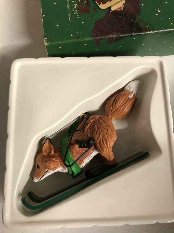 Vintage 1983 Hallmark Keepsake Skiing Fox Holiday Ornament 