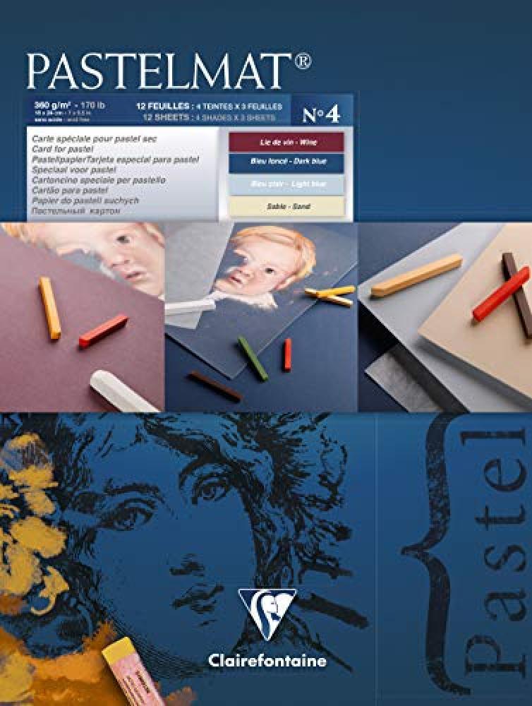 Clairefontaine 18 x 24 cm PastelMat Pastel Card Pad No4, 360 g, 12 fogli, colori