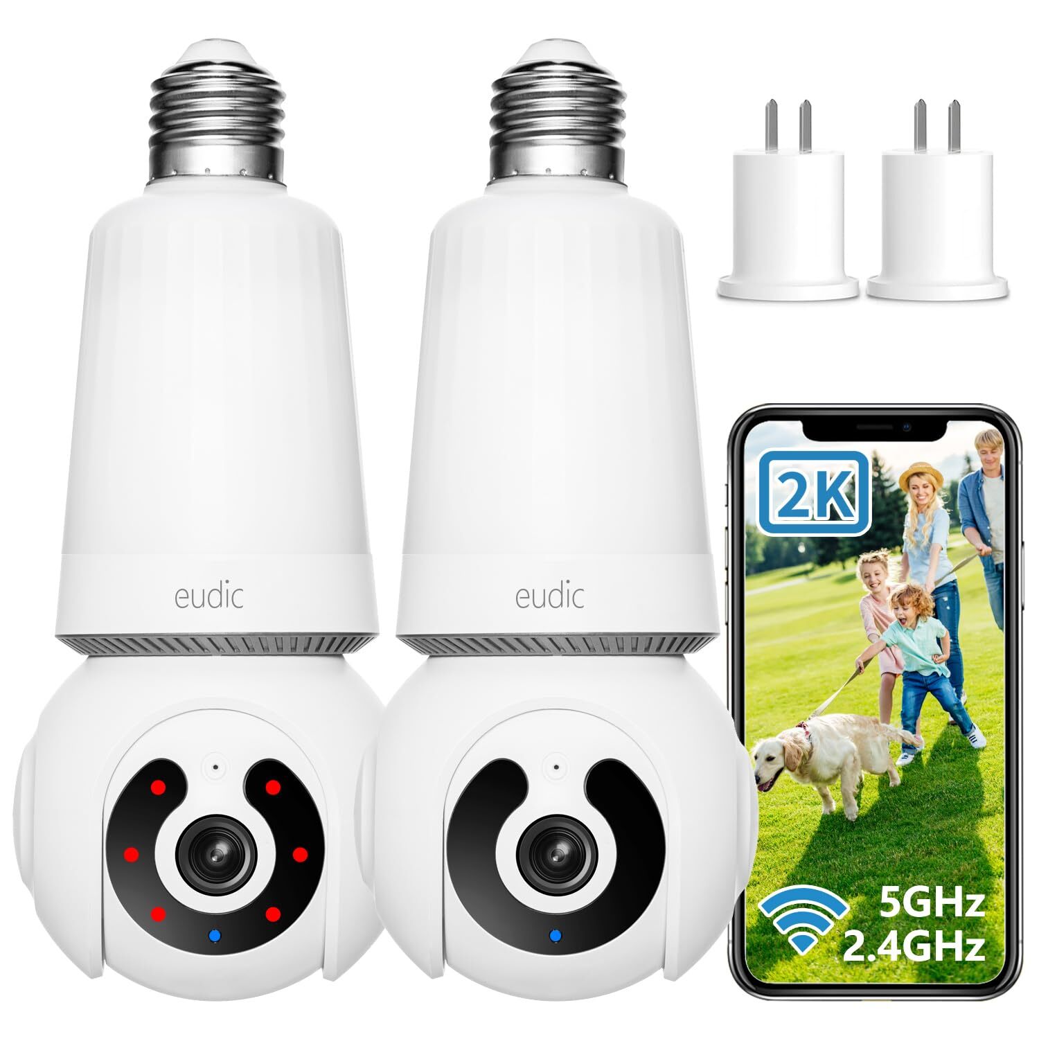 2K/4MP Light Bulb Security Camera Wireless Indoor/Outdoor 2 Pack,SD/Cloud Sto...-image
