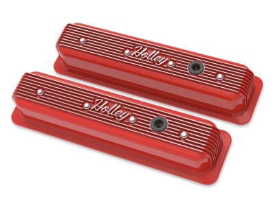 Holley 3.4'' Finned Valve Cover For Small Block Chevrolet w/Holley Script Logo