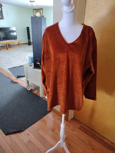 EXTRA TOUCH  INTERNATIONAL Velvet Shirt Womens  Long Sleeve Xxlg Rust Color Nice - Picture 3 of 12