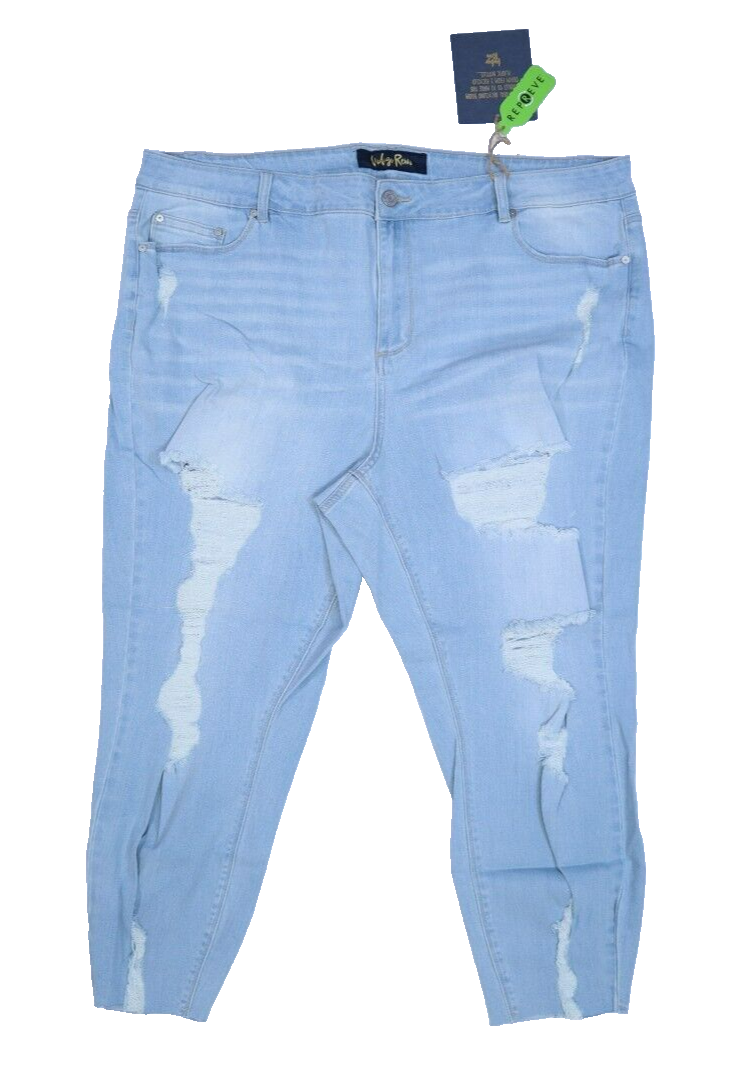 Indigo Rein Light Wash Distressed Ripped Crop Stretch High Rise