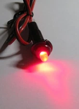 Panel Mount Flashing / Blinking Red LED w/ Black Bezel - 12V DC - 5/16” Mount