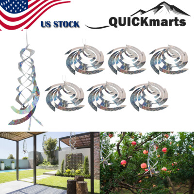 6Pcs Bird Spiral Reflectors Garden Hanging Deterrent Woodpecker Pigeon Repellent