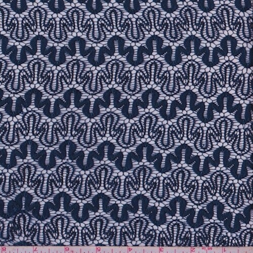 Navy Squiggle Lace, Fabric By The Yard 