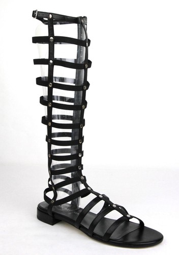 $525 Nuevas Botas de Gladiador Stuart Weitzman Negro Napa Cuero Elásticas Elastizadas - Imagen 9 de 13