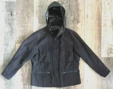 GIORGIO ARMANI UPSCALE DESIGNER LUXURY SILK BLEND COAT WITH HOOD - MADE IN ITALY