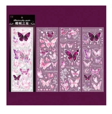 3Pcs Set Laser Holographic Stamping Embossed Butterfly Journal Cup Case Stickers