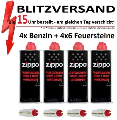 Zippo original - Benzin - Lighter Fluid - 4 x 125ml + 4x6  Feuersteine - RABATT - Bild 1 von 5