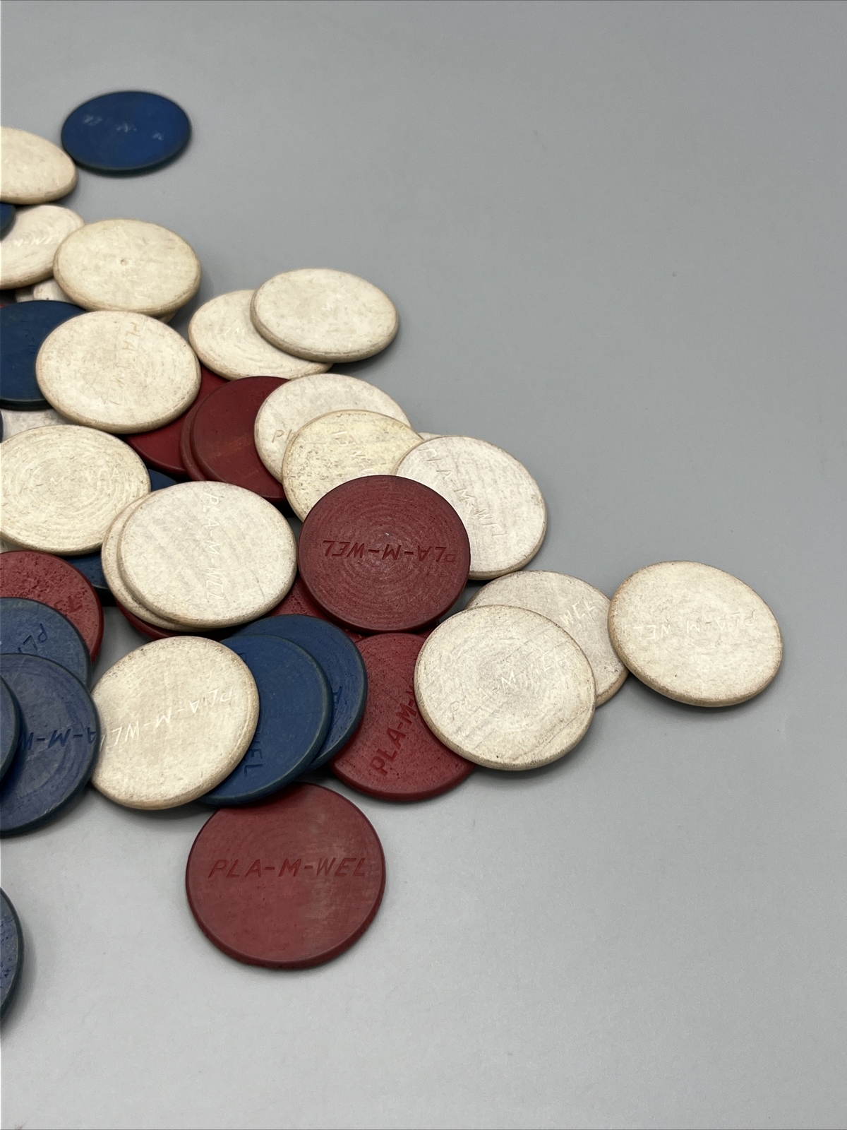 Wooden Wood Poker Chips Pla M Wel 1 1/2" Lot of 94 Vintage eBay