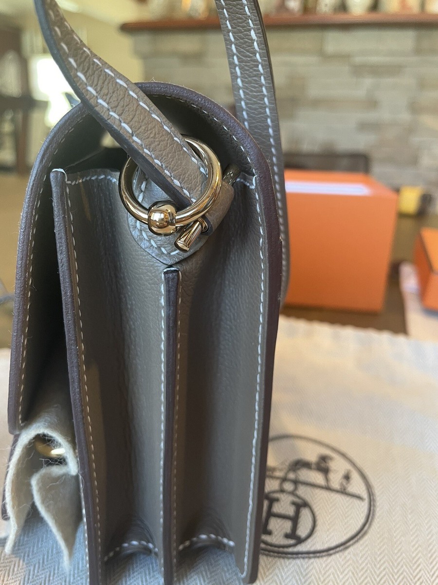 HERMES Taupe Evercolor leather Mini Roulis 18 Shoulder Bag | eBay