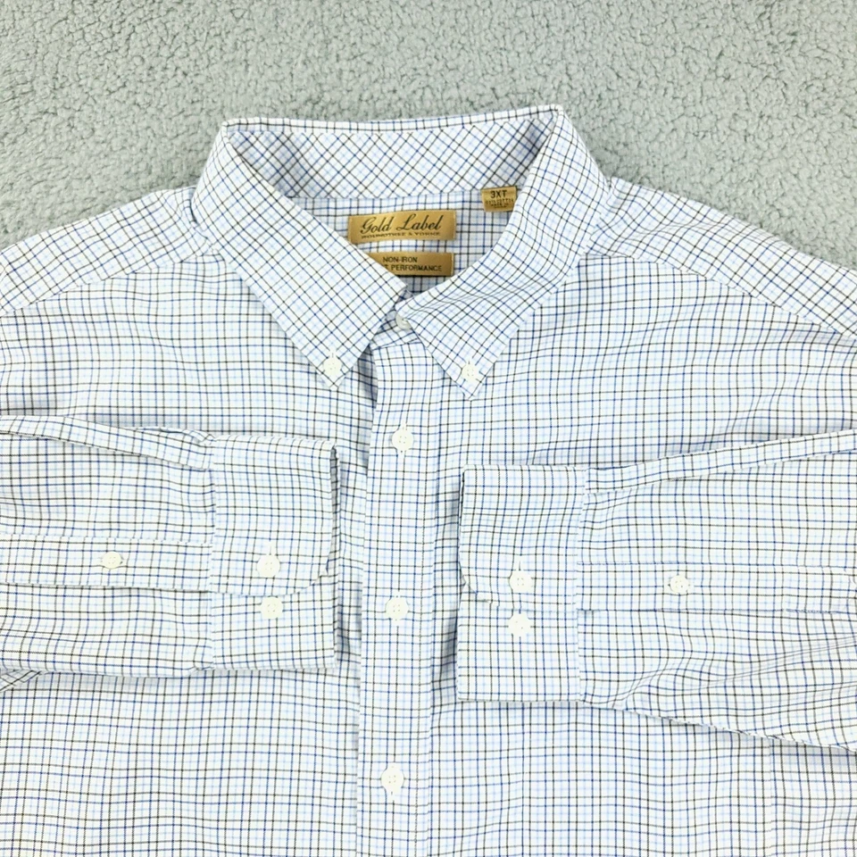 Roundtree & Yorke Shirt Men 3XT XXXT Blue Brown Business Office Gold Label - Image 2 of 4