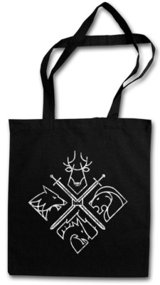 HOUSE EMBLEMS STOFFTASCHE EINKAUFSTASCHE Game of Swords Houses Thrones Wolf Deer