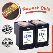 2PKs 63 XL Black Ink Cartridge for HP Envy 4510 4516 4526 OfficeJet 5255 5258 .