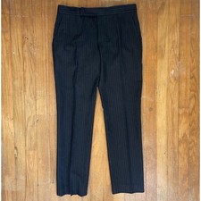 Vintage Low Rise Pinstripe Pants Size Medium 31" Waist 1990s Black Wool/Rayon