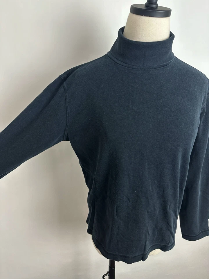 Винтажный 90-х EDDIE BAUER водолазка верхний женщин M / L выцветший черный хлопок минимальный - Изображение 4 из 4