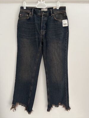 We The Free Maggie Mid Rise Straight Leg Jeans Raw Hem Größe W26 L27 Neu mit Etikett