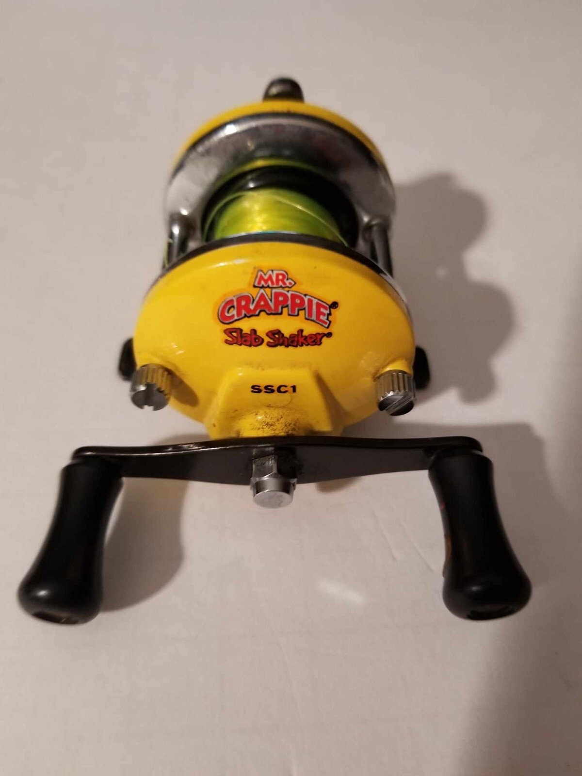 Vintage Mr. Crappie Slab Shaker Reel SSC1 Bright Yellow Mini Bait Casting Keeper