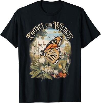 Protect Our Wildlife - Vintage Butterfly & Nature Scene New T-Shirt