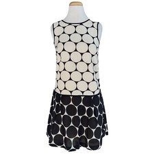 ANN TAYLOR LOFT women’s sleeveless silk and cotton dress Sz 0 polka dot print
