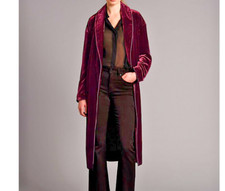 Silk Velvet Coat Duster Coat Gown Dressing Robe New 12 Bordeaux Lined Uk