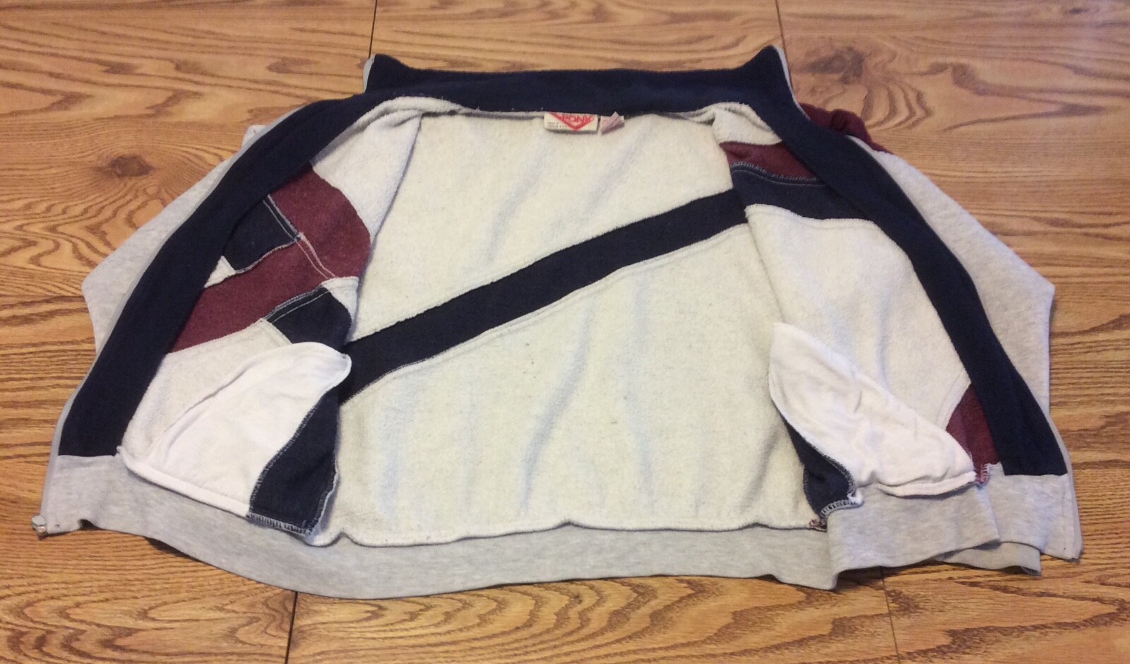 Giacca riscaldamento pista tennis pony vintage blocco colore zip davanti misto cotone media