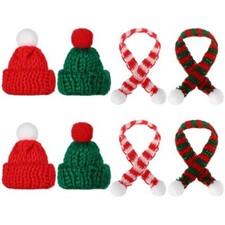 Pcs Mini Knit Hat Mini Christmas Scarf Set Mini Santa Hats for Crafts 8 Red