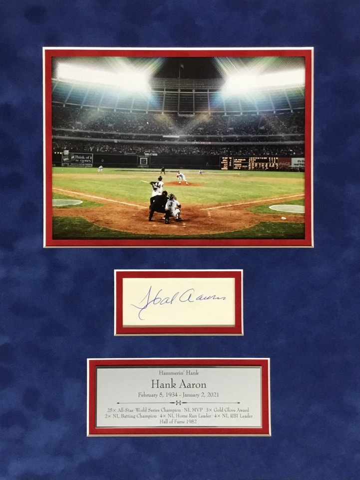 Hank Aaron d.2021 (Hall of Fame-Braves)  signed custom framed display-JSA - Image 2 of 4