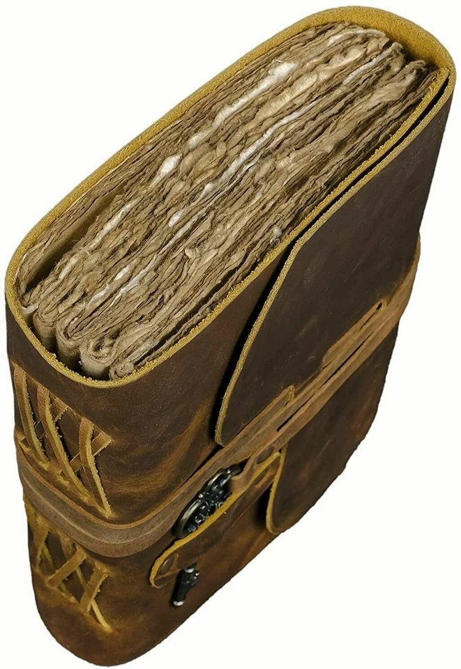 Handmade Leather Journal Notebook Bound Writing Diary Sketch Deckle Book New - Image 3 of 4