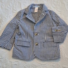 Janie and Jack boys 18 - 24 months blue white gingham blazer VGUC