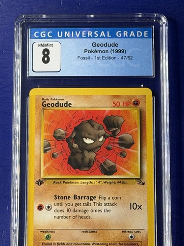 Geodude (1st Edition) graded CGC 8 for sale on eBay
