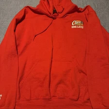 Raising Canes Sweatshirt Mens Red Large One Love Crew Hoodie Cook Cashier