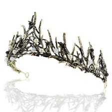 Black Crown Tiara for Women Goth Vintage Queen Princess Baroque Crown