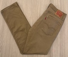 Levis 513 Slim Straight Jeans Men W34 L31 Brown Khaki Stretch Denim Marks