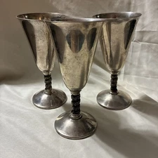 3 Silver Plated Roma's Visiuc S.L. Brass Pair Goblets Spain Madrid Vintage 7”