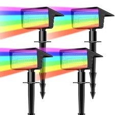 Solar Spot Lights Outdoor with 7 Lighting Modes RGB, 4 Pack Solar Color Chang...