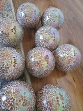 9 Mosaic Sphere Balls  Crackled Glass Orb Balls  for Centerpieces