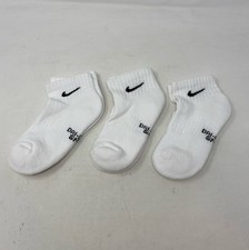 Nike Everyday Dri-FIT Kids Ankle Socks, White, 3 Pairs - Size Small 3Y-5Y