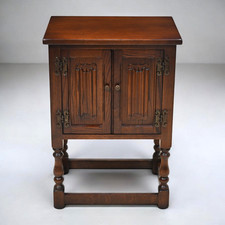 Old Charm Pedestal Cabinet Small Cupboard Bedside Tudor Brown FREE UK DELIVERY*