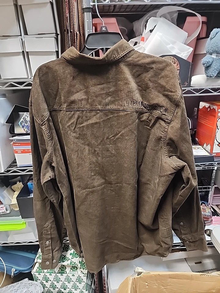 Camisa Harley-Davidson Para Hombre Talla 2XL Motociclista Marrón Pana Bordada Abotonada Foto 4 de 4