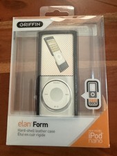 Griffin Elan Form BLACK Hard Shell Leather Case Cover for Ipod Nano 3rd 3G NEW