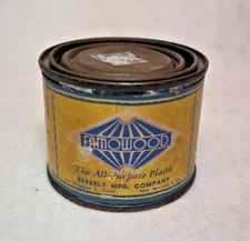 Vintage Famowood All-Purpose Plastic Wood Filler 6oz Tin Can w/ Paper Label, Pry