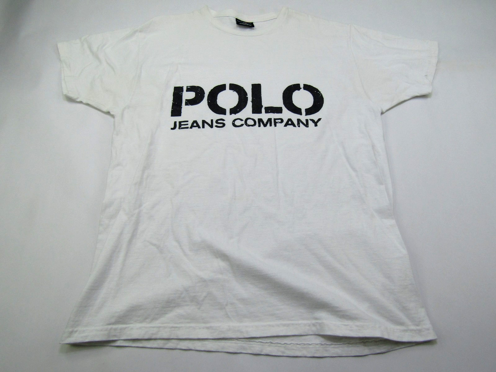 VTG Polo Jeans Company T-Shirt Mens Large 100% Cotton Spellout Logo Preppy 90s