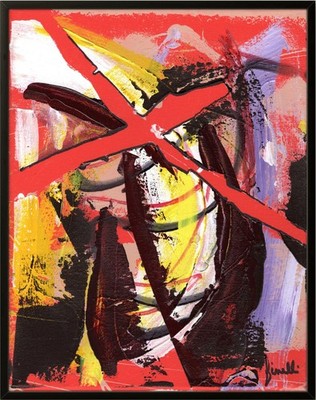 FINELLI ORIGINAL Abstract Expression Acrylic Modern Bold High Art 11x14 COA G12W